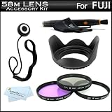 58mm Filter Kit For Fuji FujiFilm Finepix HS20 EXR, HS30EXR, HS30 EXR, HS25EXR, HS25 EXR Digital Camera Includes Multi-Coated 3 PC Filter Kit (UV, CPL, FLD) + LensPen Cleaning Kit + Lens Cap Keeper + Microfiber Cleaning Cloth