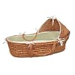 Honey Hooded Baby Moses Basket with Sage Waffle