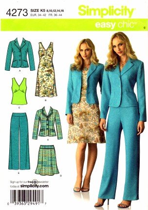 Simplicity 4273 Sewing Pattern Jacket Pants Skirt Dress Top Size 8 - 16