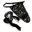 California Exotics / Swedish Erotica Showgirl Black Sequined Panty & Pasties Bachelorette Party Wedding Gift
