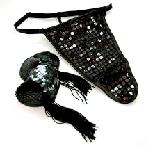 California Exotics / Swedish Erotica Showgirl Black Sequined Panty & Pasties Bachelorette Party Wedding Gift