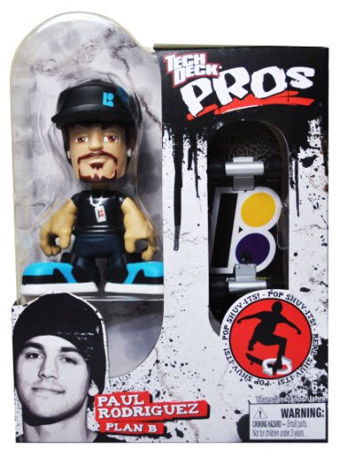 Tech Deck Pros Finger Skateboard 3-1/2 Inch Tall Pro Skater Action Figure Set – PAUL RODRIGUEZ "Plan B" with Fingerboard