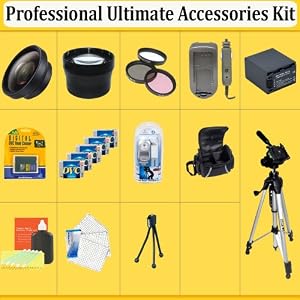 Huge Professional Accessory Kit for the Panasonic Ag-dvx100b Camcorder . Wide Angle Macro Lens + 2x Telephoto + 3 Pc Filter Kit + 2x Extended Life Batteries + 5 Minidv Tapes + Video Light + Carrying Case + 67 Inch Tripod + More!!