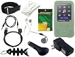 11 Items Premium Accessory Combo for Sony Walkman NWZ E436/E436F E438/E438F Series (includes: Universal Car Charger + Universal Wall Charger + usb data straight cable + Green Silicone Skin Case + Adjustable Armbrand + Belt Clip + Screen Protector +3.5mm~3.5mm straight Auxiliary mp3 cable + White Stereo Headphone & Fishbone style Keychain)