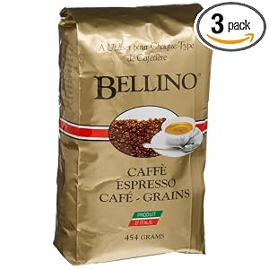 Bellino Caffe Espresso, Whole Bean Coffee, 16-Ounce Bags (Pack of 3) by Bellino