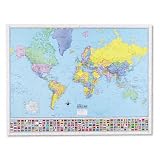 American Map 714891 Hammond Deluxe Laminated Rolled Political World Map, 50w x38h