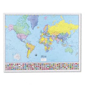 American Map 714891 Hammond Deluxe Laminated Rolled Political World Map, 50w x38h