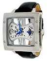 Adee Kaye #AK6019-M Men's Esqueleto Mechanical AM/PM Indicator Leather Strap Watch