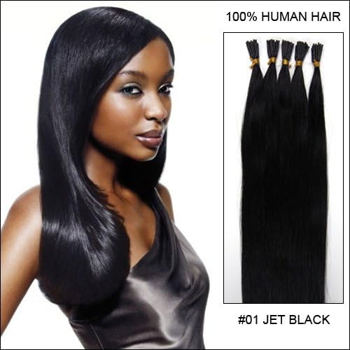 Wedding Season hairup 18" inches I-tipped pre bonded kertain fusion human hair extensions jet black_01 100s/set