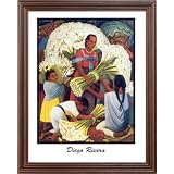 Diego Rivera Harvest Lilies Flower Contemporary Picture Framed Art Print by Art Prints Inc