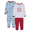Infant Girls' Just One Year 4-pc. Cotten PJ Set - Red/Light Blue