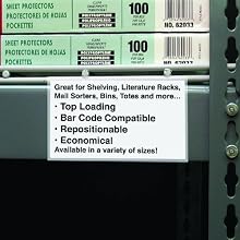 C-Line Removable Adhesive Plastic Label Holders, 3 x 5 Inches, 50 per Pack (87647)