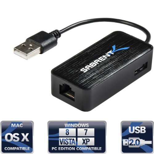 Sabrent 2-Port Portable USB 2.0 Hub and 10/100 Ethernet LAN Network Adapter (NT-HBGG)