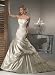 White Satin Wedding Gown with Draped Skirt and Beaded Embelishments