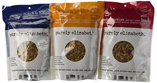 Purely Elizabeth Ancient Grain Granola Variety 3 Pack Original + Cranberry Pecan + Blueberry Hemp