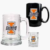 Illinois Fighting Illini 15 oz. Tankard, 15 oz. Ceramic Mug and 2 oz. Shot Glass Set