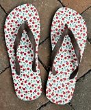 Turquoise / Brown Polka Dot Flip Flops Large (9/10)