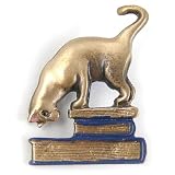 Brass Book Cat Pin