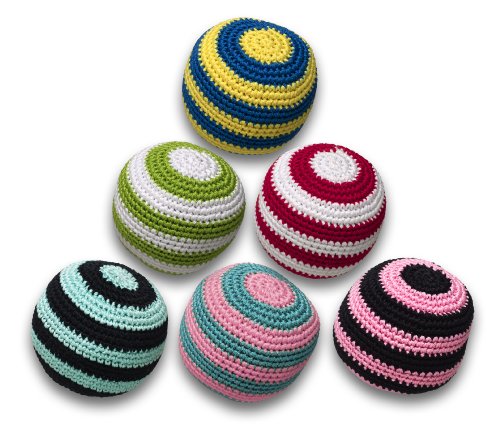 Crochet Striped Ball with Squeaker Dog Toy