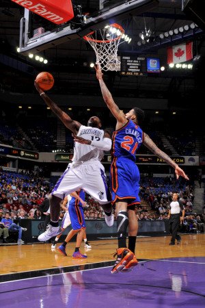 New York Knicks v Sacramento Kings: Tyreke Evans and Wilson Chandler Photographic Poster Print by Rocky Widner, 24x36