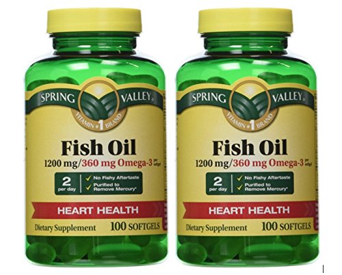 Spring Valley - Fish Oil 1200 mg, Enteric Coated, 100 Softgels, 2-Pack