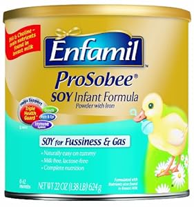 Enfamil Prosobee Soy Infant Formula Powder with Iron, 22 Ounce (Pack of 4)