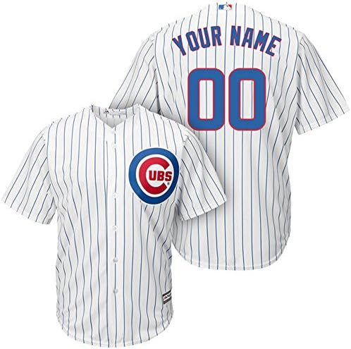Mens Chicago Cubs WhiteRoyal Custom Jersey Any Name Any NO Size L