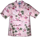 Pink Flamingo Hibiscus Men's Hawaiian Aloha Shirt