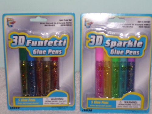 Childrens Toyshop  Toys : 3 D- 5 Funfett or Sparkle Glue Pens ( Each Item Is Sold Individually )