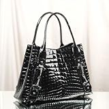 【財布】クロコダイルシャイニングタウンバッグ ブラック センター取り(No.3796sblr)【セール中】