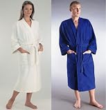 Bathrobes Online Mens and Womens Atlantis Style Light-Weight 100% Turkish Terry Cotton Kimono Bathrobe - Comes in 5 (five) different sizes - Made in Turkey