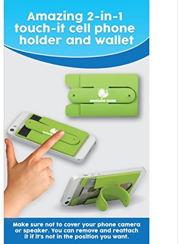 2-in-1 Silicone Mobile Holder Self Adhesive Slim Phone Stand and Mobile Wallet Stick on Your Phone or Case - Comes With Our Special Warranty (Grey)