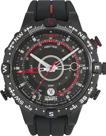 Timex Men's T2N720 Intelligent Quartz Adventure Series Tide Temp Compass Black Silicone Strap Watch