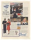 1943 Pan Am Capt Co-ed Patricia Garner Flagger Camel Cigarette Print Ad