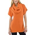 GO International&reg; Cowl Neck Short Sleeve Sweater - Orange