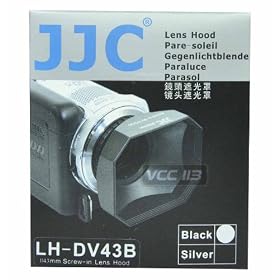 JJC 43mm Screw-in DV Camcorder Square Lens Hood with Cap and Strap LH-DV43B FOR DV CAMERA