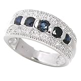 1.1ct Genuine Natural Sapphire Gemstone and Diamond 10k White Gold Ring(Last One)