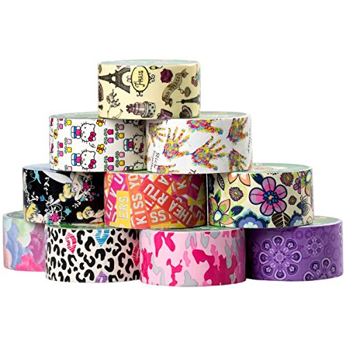 10 Rolls Printed Duck Brand Duct Tape Bulk Lot Patterns Art Crafts Printed DIY 100yds Hello Kitty