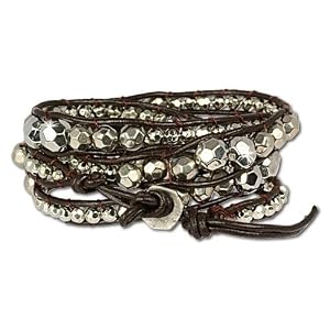 SilberDream Lederarmband braun mit silberfarbenen Metall-Perlen für Damen, Teenies oder Mädchen Leder Armband Echtleder LA2917W