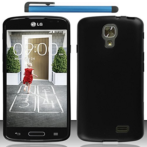 LG L31G / LG Access LTE Case Combo by ICE-CLEAR(TM) - Soft Rubber TPU GEL Skin Candy Case (Solid Black)+Touch Screen Stylus