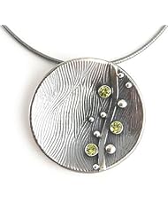 Contemporary Artisan-crafted Silver Journey Necklace with Peridot Accent