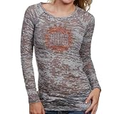 NBA Touch by Alyssa Milano Phoenix Suns Ladies Gray Rhinestone Logo Sheer Burnout Premium Long Sleeve T-shirt (Medium)