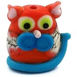 Lampwork Glass Bead Orange and Blue Cat Focal