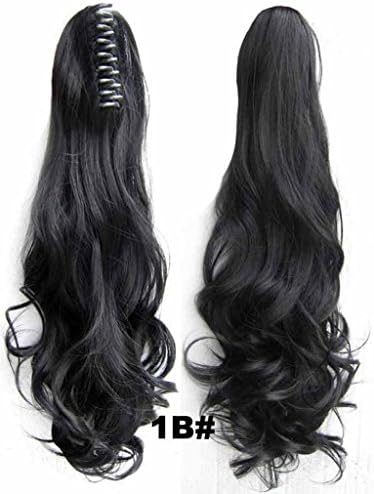 HairQueen Woman's Girls Hairpiece Long Wave Claw Ponytail Clip-in Hair Extensions Wig #1B Off Black