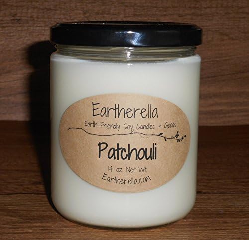 PATCHOULI Natural Soy Wax 14 oz. Jar Candle, long 90+ hour burn time, kumquat, lemon, bergamot rose noir, frankincense, amber, cardamom, strong scent, earthy
