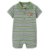 Classic Pooh Green Newborn Boys S/S Stripe Romper - 3M