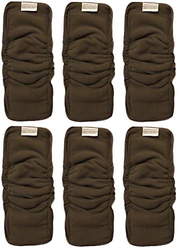 Cute Patoots- 5 Layer Charcoal Bamboo Reusable Cloth Diaper Inserts with Gussets (6 Count)