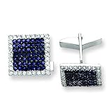 Sterling Silver & Black Rhodium Blue & Clear CZ (Cubic Zirconia) Cuff Links