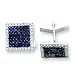 Sterling Silver & Black Rhodium Blue & Clear CZ (Cubic Zirconia) Cuff Links