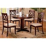 5pc Contemporary Style Round Pedestal Dining Table & Chair Set